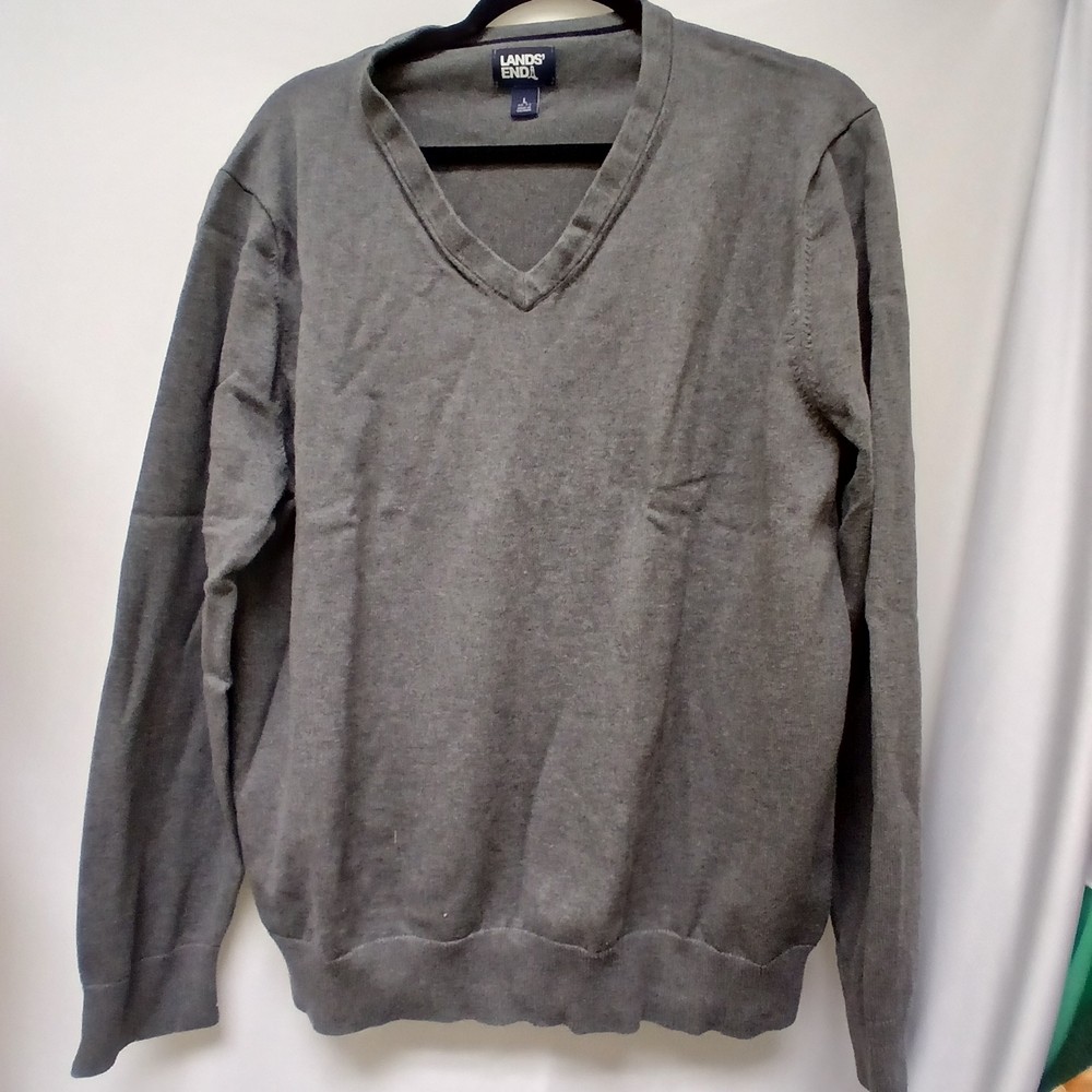 Lands' End Men's Charcoal V-Neck Sweater